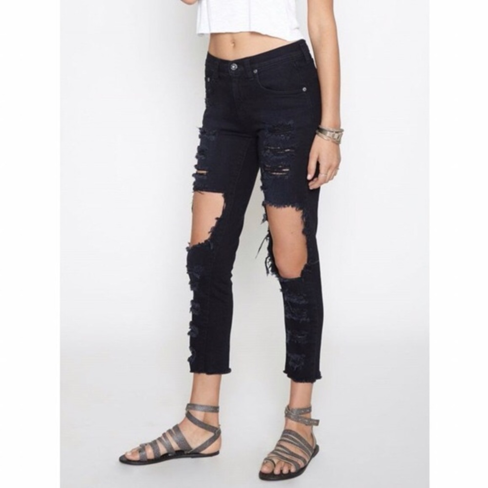LF STORES CARMAR Black Mia Distressed Skinny Jeans